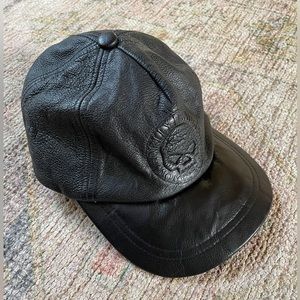 Harley Davidson Motorcycle Willie G 100% Leather Baseball Cap - Skull Hat